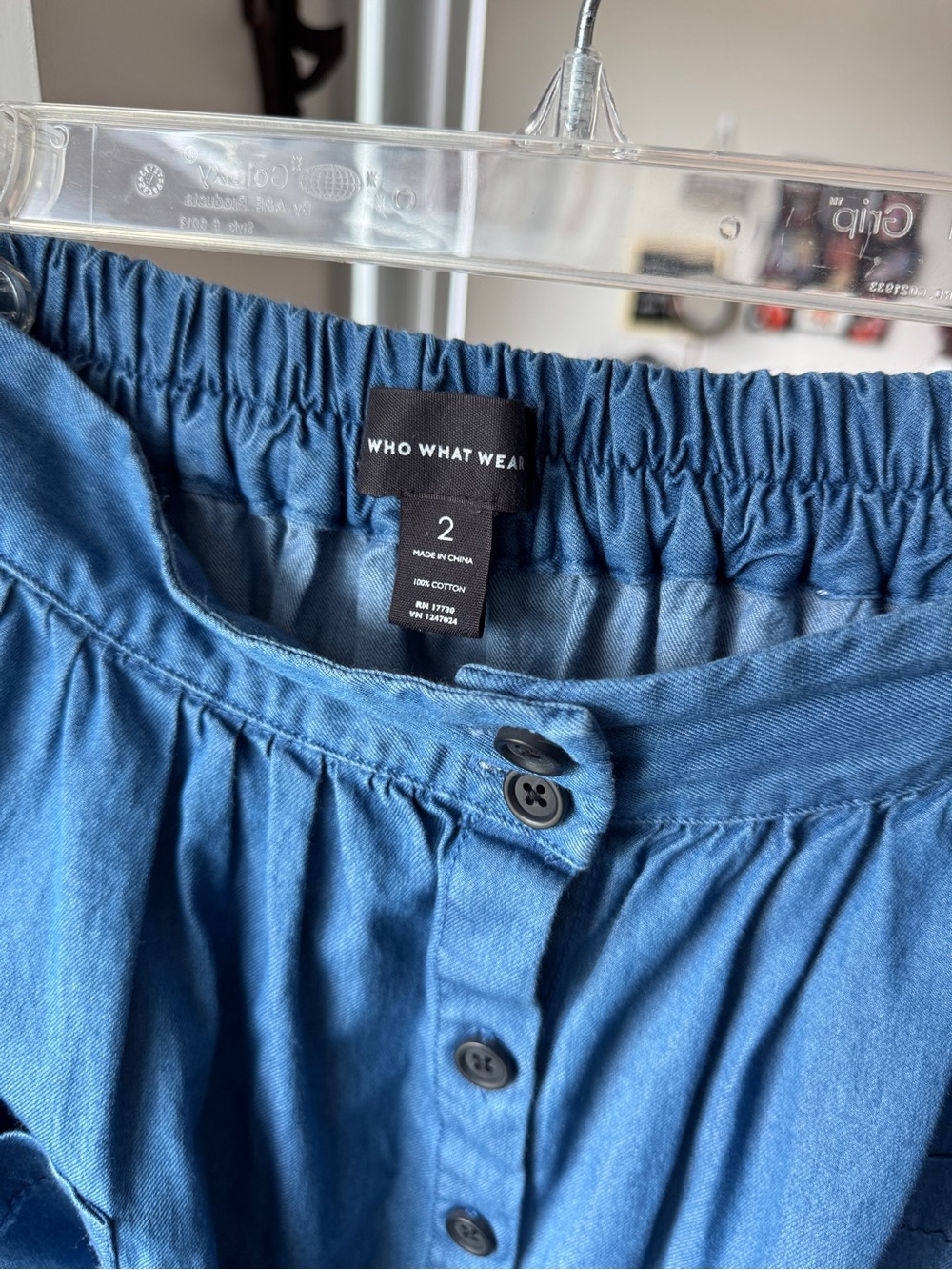 Who What Wear Blue Button-Front Denim Midi Skirt - Picture 5 of 6